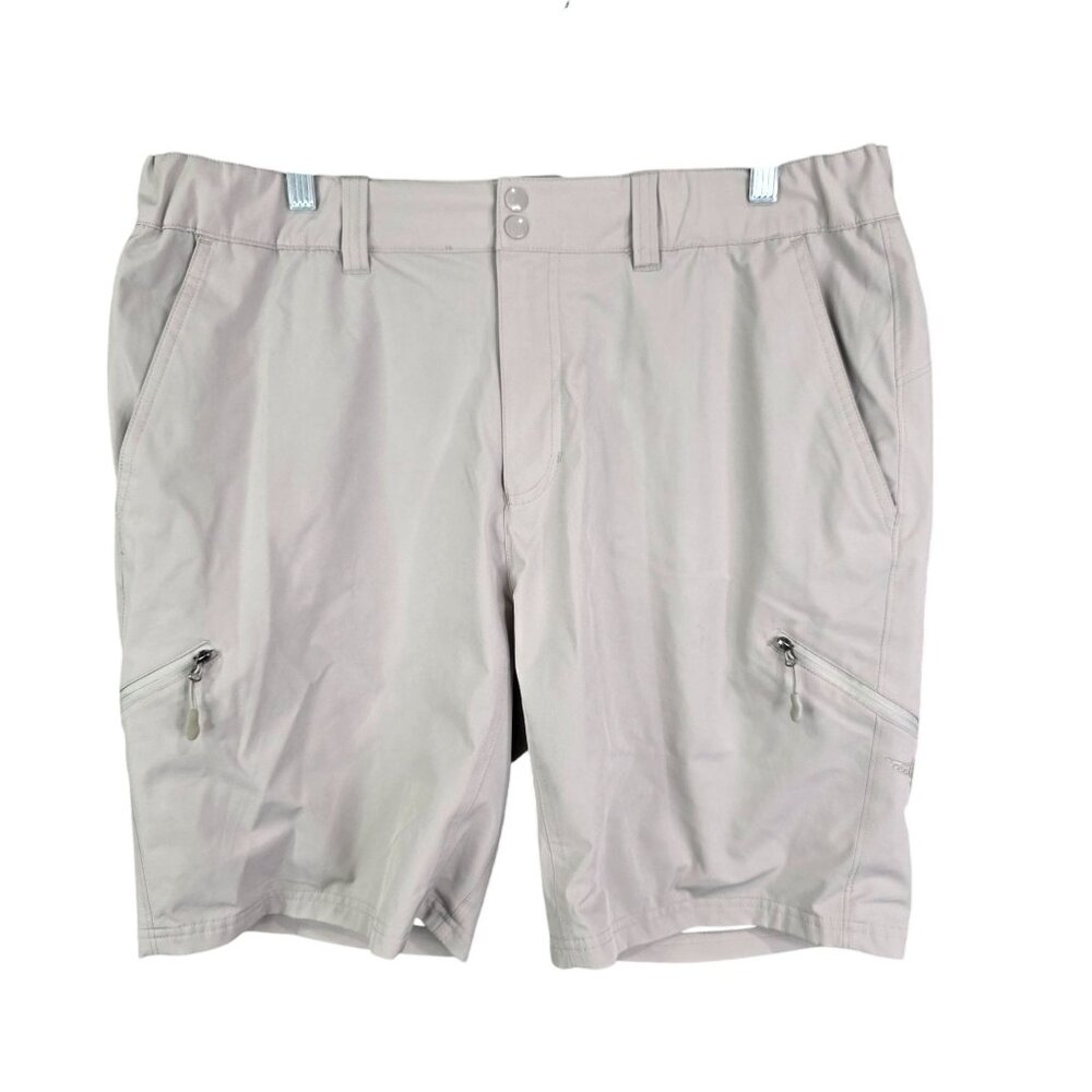 Mens Reel Life Beige Cargo Shorts Fishing Outdoor 10" Inseam Flat Front Size L